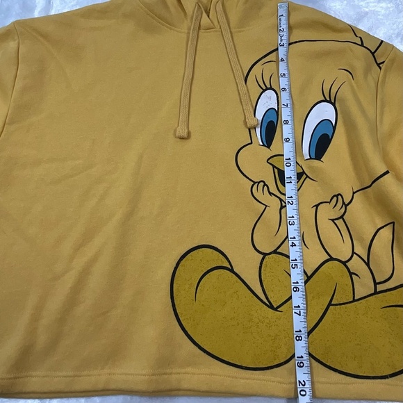 Vintage Looney Tunes Tweety Bird Yellow Hoodie Graphic Pullover Sweatshirt Small - Picture 10 of 13